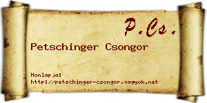 Petschinger Csongor névjegykártya